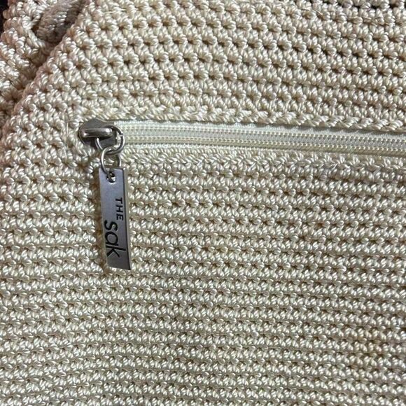 The SAK Crochet Cream Backpack Purse Drawstring Summertime Boho Bag - Picture 5 of 5